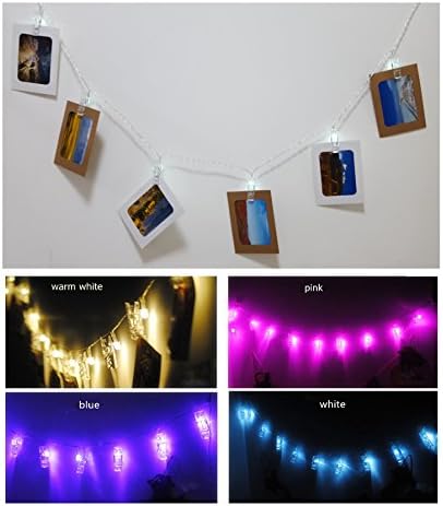 LED Photo Clip String Lights, Christmas Lights, Starry light, Battery Powered, 15 ft 20 LED Clips Lights, White