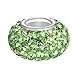 BoRuo Charms 925 Sterling Silver Czech Crystal Peridot Glass Ball Beads Spacers August Birthstone Solid Core Charm Fit Pandora Bracelets.