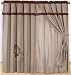 4 Pieces Solid Beige with Embroidered Floral Window Curtain / Drape Set with Attach Valance-treatment Draperies