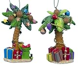Set of 2 Palm Tree with Presents Christmas Ornaments 4