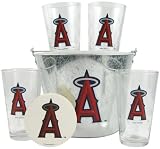 Los Angeles Angels Satin Etch Bucket and 4 Glass Gift Set