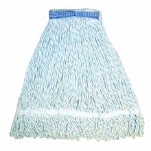 Wilen A11412, E-Line Finish Looped End Wet Mop, Medium, 1-1/4" Tape Band, Blue/White (Case of 12)