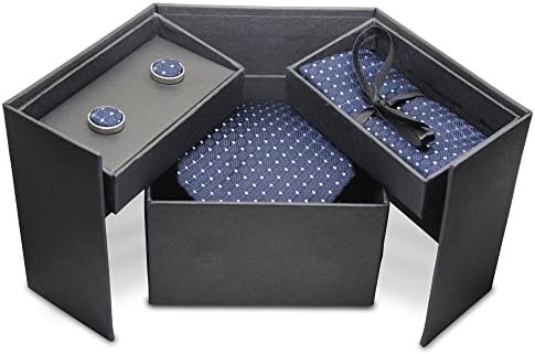 Necktie Set By Aphilias - Includes A Tie, A Pocket Square &amp; Matching Cufflinks - 100% Premium Quality Silk Printed Material - Comes In A Nice Gift Box (Blue)