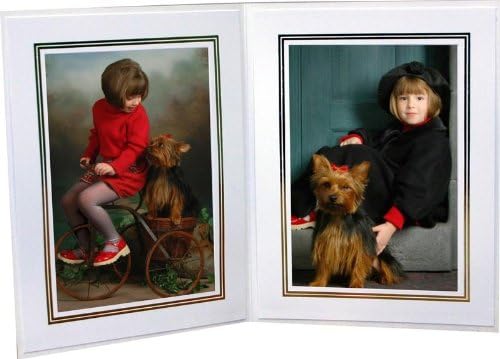 Double White/Gold Photo Folders for a 5x7 picture (10 Pack)