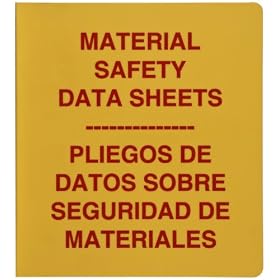 Brady 2026 1-1/2" Diameter Rings, Polyethylene, Red On Yellow Color Bilingual Standard MSDS Binder, Legend "Material Safety Data Sheets Pliegos De Datos Sobre Seguridad De Materiales"