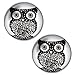Black Deco Owl Unisex Mens Womens Stainless Steel Stud Earrings
