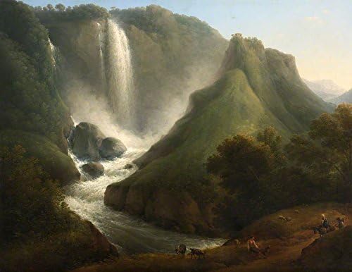 Fashion FreeZone Cheap Famous Pattern Oil Painting On Canvas Wall 100% Hand-Painted Unframed,Landscape with a WaterfallSize:44.1 x 56.5 inch(112cm x 143.5cm)