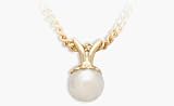 Ladies 5mm Cultured Pearl 14k Gold Pendant with 16 Necklace