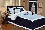 7Pcs Cal King Hotel Block Comforter Bedding Set Navy