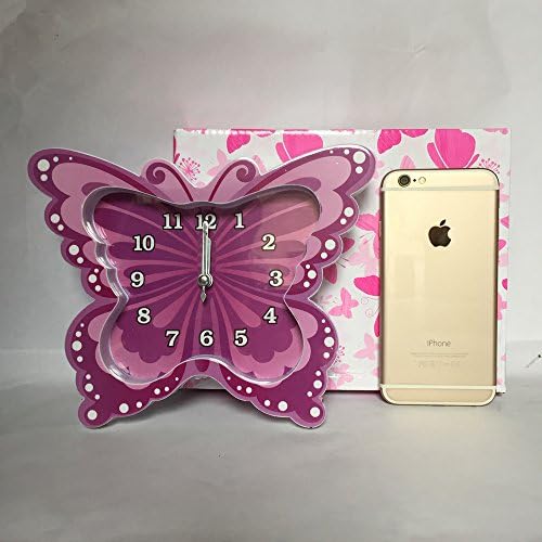 POPgifts Clock For Kids&Children,Butterfly Design,Ultra-quite,Purple