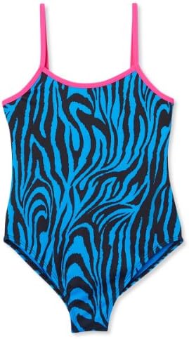 Dippin Daisy's Girl's One Piece Swim Suit - Blue Zebra - Small