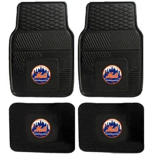 NFL New York Mets Car Floor Mats Heavy Duty 4-Piece Vinyl - Front and Rear