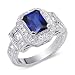 Classic Beauty 2.00 carats total weight Radiant Cut Created Blue Sapphire & White CZ Size 6 Gemstone Ring in Sterling Silver