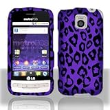 Purple Black Leopard Design Snap on Hard Skin Shell Cover Case for LG MS690 ....