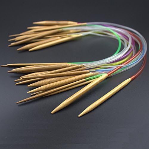 Multi-color 18Pcs/set 16" 40cm Tube Carbonized Circular Bamboo Carbonized Knitting Needles Crafts Yarn tool S