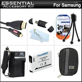 Must Have Accessory Kit For Samsung WB750, EX2, EX2F Digital Camera Includes Extended Replacement (1000 maH) SLB-10A Battery + Ac/Dc Travel Charger + Micro HDMI Cable + USB 2.0 Card Reader + Deluxe Case + Mini Tabletop Tripod + Screen Protectors + More