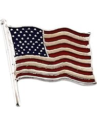 American Flag Lapel Pin in 14k White Gold