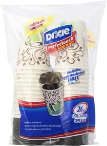 Dixie Perfectouch Paper Cups and Lids, Pack of 6 - 156 count