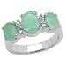 2.95 Carat Genuine Emerald & White Topaz Silver Ring