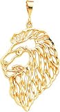 10K Yellow Gold Diamond-Cut Lion Charm Jungle Jewelry