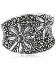 Sterling Silver Oxidized Marcasite Floral Ring