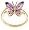 Yellow Gold Overlay Sterling Silver Amethyst w/ Diamond Accent Butterfly Ring, Size 5