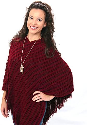 Summer V-Neck Knit Pullover Poncho with Fringed Hem. Adorable and Affordable!