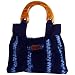 Alma de Anil Indigo Dyed Half Moon Wood Handle Bag