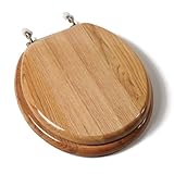 Comfort Seats C1B1R-17BN Designer Solid Wood Toilet Seat with Brushed Nickel Hinges, Round, Oak