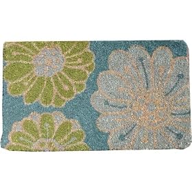 Blue and Natural Decorative Heavy Duty Coir Doormat, Design 3 by Creative Co-op