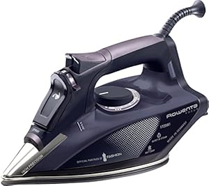 Rowenta DW5197 Focus Steam Iron with 400-Hole Stainless Steel Soleplate, 1725-Watt, Purple