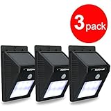 Bright Outdoor Solar Lights Motion Sensor Detector - No Battery Required - Weatherproof Wireless Exterior Security Outdoor Lighting For Patio Deck Yard Garden Home Driveway Stairs Outside Wall, Day / Night Auto On / Off - (No Dim Light Mode)