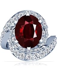 Platinum Oval Cut Ruby Ring With Sidestones