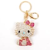 Hello Kitty Porte-clé Bijou Strass Mousqueton Doré