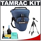 Tamrac 515 Compact Zoom Pak Camera Bag Holster Case (Navy Blue) + Tripod + Accessory Kit for Canon Rebel XSi, XS, XTi, 40D, Nikon D40, D60, D80, D200, D300, D700, Olympus Evolt E-410, E-420, E-510, E-520, and Sony Alpha A200, A300, A350, A700 Digital SLR Cameras