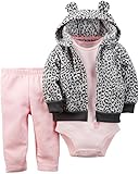 Carters Baby Girls 3-Piece Fleece Cardigan Set Animal Print