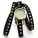 Sinceda Retro Watch Women's Punk Wrap Genuine Leather Fashion Watch Rivet Blue Strap