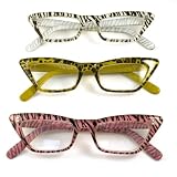 Cat-Eye Plastic Frame Reading Glasses with +3.00 Power Lens. C730P-+3.00(BROWN/CHEETAH)