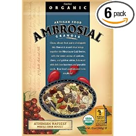 Ambrosial Granola Organic Athenian Harvest Muesli Fiber Boost, 12-Ounce Pouch (Pack of 6)