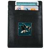 NHL San Jose Sharks Black Leather Card Holder & Money Clip