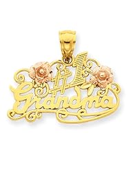 14k Yellow & Rose Gold #1 Grandma with Roses Pendant