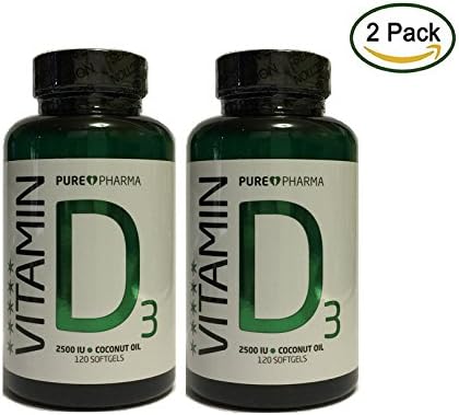 PurePharma D3 Vitamin D - 120 Capsules (Pack of 2)