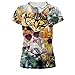 Sumtory Women 3D Printed T shirts Round Collar Leisure Blouse Short Sleeve