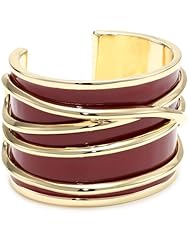 Belle Noel Burgundy Enameled Gold Thread Bangle Bracelet