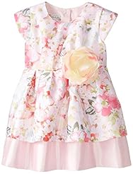 Girls Polyester/Silk/Shantung Peplum Pleated General Print  Dress