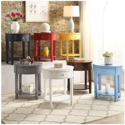 Modern 1-drawer Oval Wood Shelf Accent End Table Color Options Includes Mouse Pad (Espresso)