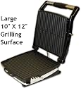 ImportPro Extra Large Family Size Heavy Duty Die Cast Professional 1400 watt Panini Maker & Double Grill with Variable Heat Control , Floating Hinge & Grease / Crumb Tray