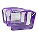 3-Pack Clear Vinyl Cosmetic Bag - Purple