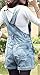Difyou Women's Denim Overalls Shorts Washed Fitted Jeans Shortalls Blue