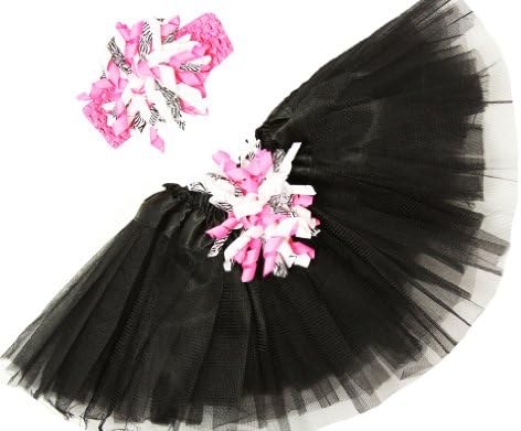 Black &amp; Hot Pink Zebra Baby Tutu &amp; Korker Bow Headband Gift Set (0-24 Months)